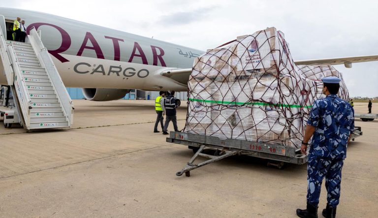 Qatar Sends 100 Tons of Humanitarian Aid to Lebanon.